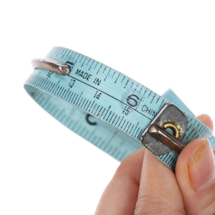 6.25" Vintage Silver and brass Native American cuff bracelet w/ Nice turquoise - Estate Fresh Austin