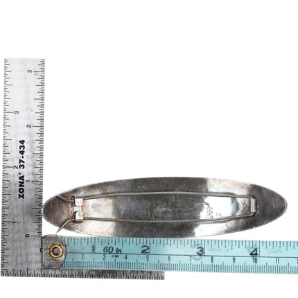 c1970 Michael Sockyma Silver Hopi Overlay large Hair Barrette - Estate Fresh Austin