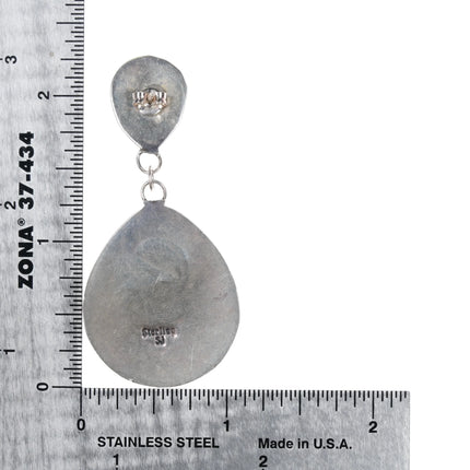 Large Navajo SJ Bear paw sterling and turquoise earrings - Estate Fresh Austin