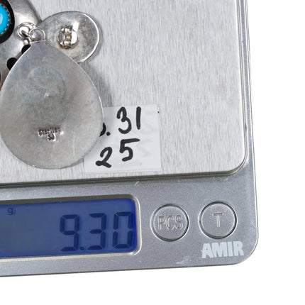 Large Navajo SJ Bear paw sterling and turquoise earrings - Estate Fresh Austin