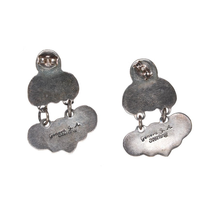 Geneva Apachito Navajo silver Mediterranean coral earrings - Estate Fresh Austin