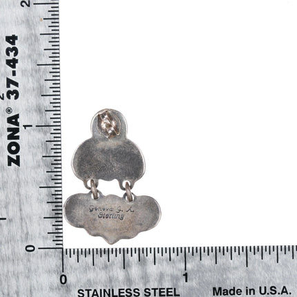 Geneva Apachito Navajo silver Mediterranean coral earrings - Estate Fresh Austin