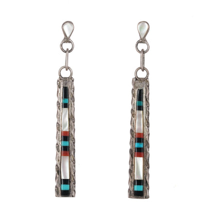 Vintage Zuni sterling inlay earrings b - Estate Fresh Austin