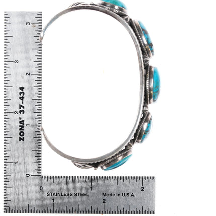 7.325" Darrell Cadman Navajo deep stamped silver large row cuff bracelet - Estate Fresh Austin