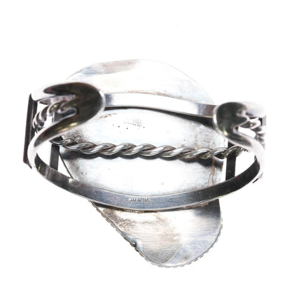 6.2" c1970 Vintage Navajo silver large turquoise cuff bracelet - Estate Fresh Austin