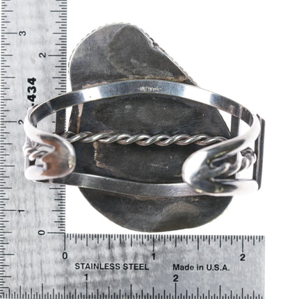 6.2" c1970 Vintage Navajo silver large turquoise cuff bracelet - Estate Fresh Austin