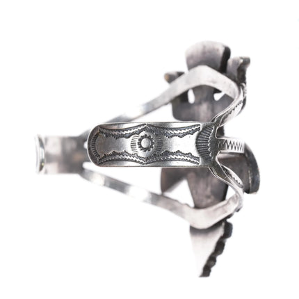 6.1" 1940's Zuni Knifewing silver cuff bracelet with nicely stamped sides - Estate Fresh Austin