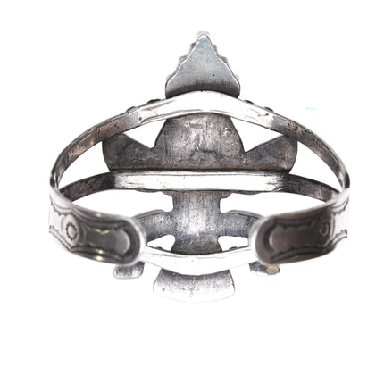 6.1" 1940's Zuni Knifewing silver cuff bracelet with nicely stamped sides - Estate Fresh Austin