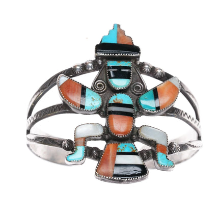 6.1" 1940's Zuni Knifewing silver cuff bracelet with nicely stamped sides - Estate Fresh Austin