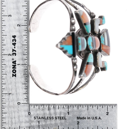 6.1" 1940's Zuni Knifewing silver cuff bracelet with nicely stamped sides - Estate Fresh Austin