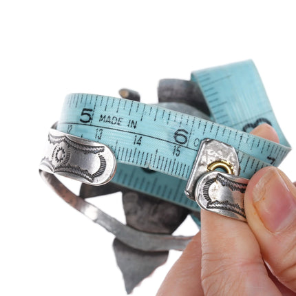 6.1" 1940's Zuni Knifewing silver cuff bracelet with nicely stamped sides - Estate Fresh Austin