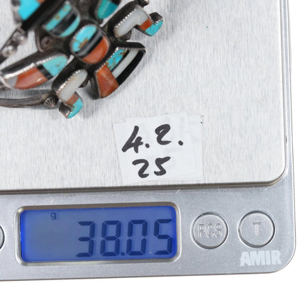 6.1" 1940's Zuni Knifewing silver cuff bracelet with nicely stamped sides - Estate Fresh Austin