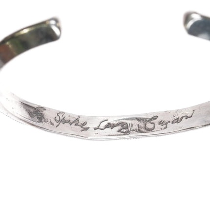 6.125" Vintage Navajo heavy stamped carinated sterling silver cuff bracelet - Estate Fresh Austin