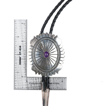 Vintage Delbert Delgarito Navajo Sterling silver sugilitie concho bolo tie - Estate Fresh Austin
