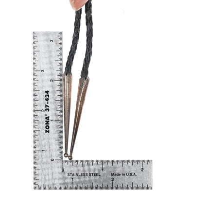 c1960's Bernard Dawahoya Hopi Overlay bolo tie Deer sterling silver - Estate Fresh Austin