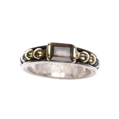sz7 Lagos Caviar Sterling 18k gold Sterling smoky quartz ring - Estate Fresh Austin