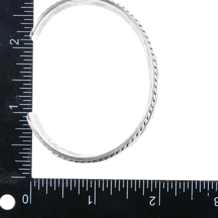 6.5" Vintage Navajo Sterling silver Heavily stamped overlay cuff bracelet - Estate Fresh Austin