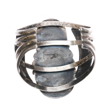 6.6" Vintage Navajo Sterling silver large two turquoise cuff bracelet - Estate Fresh Austin