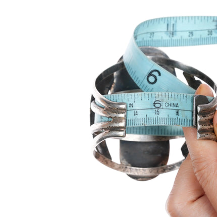 6.6" Vintage Navajo Sterling silver large two turquoise cuff bracelet - Estate Fresh Austin