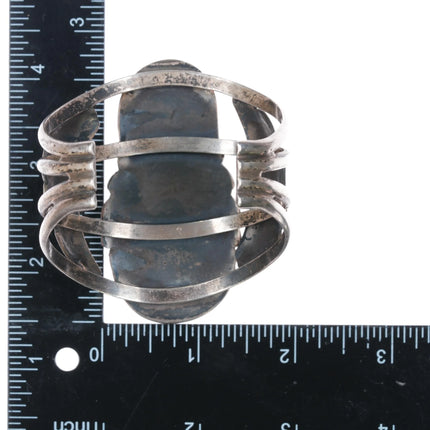 6.6" Vintage Navajo Sterling silver large two turquoise cuff bracelet - Estate Fresh Austin