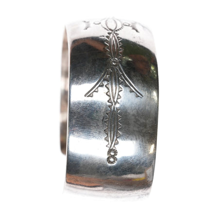 6.35" P Vintage Southwester sterling silver stamped wide cuff bracelet - Estate Fresh Austin
