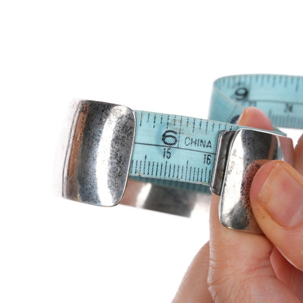 6.35" P Vintage Southwester sterling silver stamped wide cuff bracelet - Estate Fresh Austin