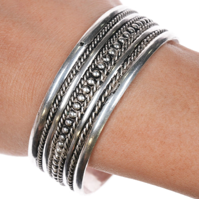 7.12" Vintage Sterling silver twisted wire cuff bracelet - Estate Fresh Austin