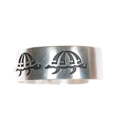6.5" Willie Archie Talahaftewa Hopi sterling silver Turtle cuff bracelet Overlay - Estate Fresh Austin