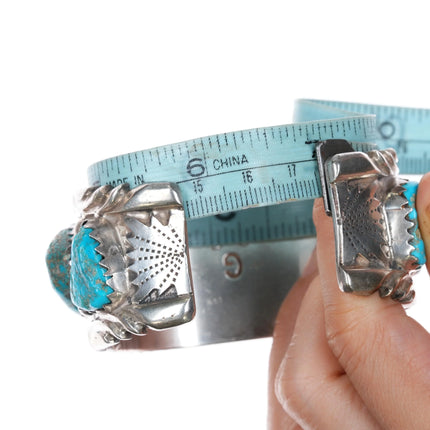 6.85" NOS Vintage Zuni Sterling silver Kingman turquoise G Watch cuff bracelet - Estate Fresh Austin