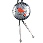 c1960 c-31 Dennis & Nancy Edaakie Zuni Cardinal Redbird bolo tie sterling silver - Estate Fresh Austin