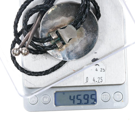 c1960 c-31 Dennis & Nancy Edaakie Zuni Cardinal Redbird bolo tie sterling silver - Estate Fresh Austin