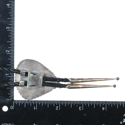 c1980's Marvin Slim Navajo sterling silver turquoise bolo tie - Estate Fresh Austin