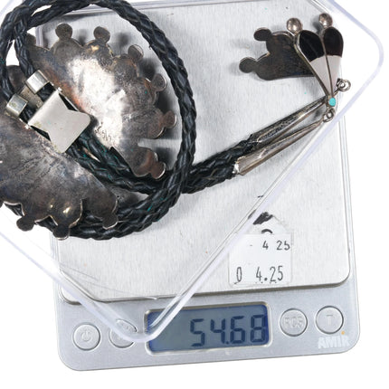 70's-80's P Lonjose Zuni Large sterling silver sunface bolo tie w/danglies - Estate Fresh Austin