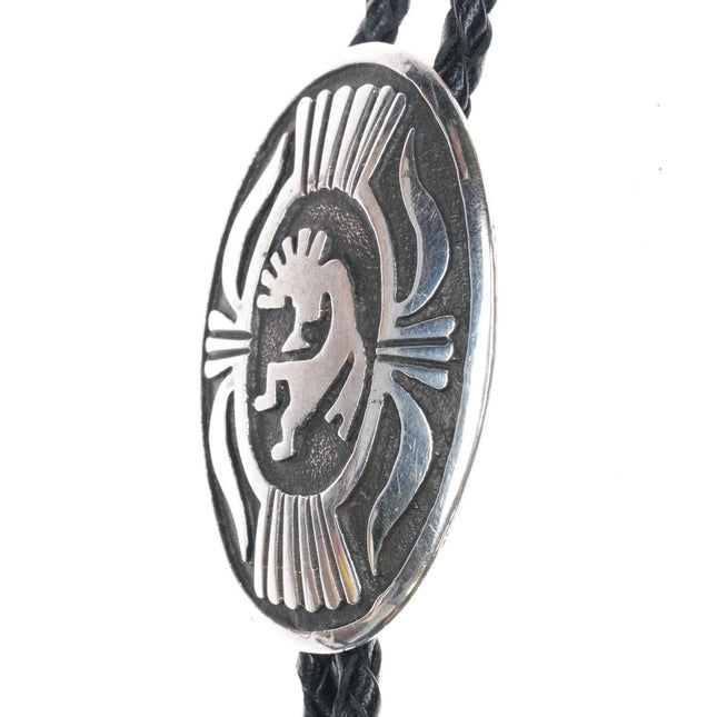 70's-80's Cast Navajo sterling silver kokopelli bolo tie - Estate Fresh Austin