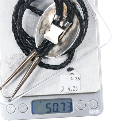 70's-80's Cast Navajo sterling silver kokopelli bolo tie - Estate Fresh Austin