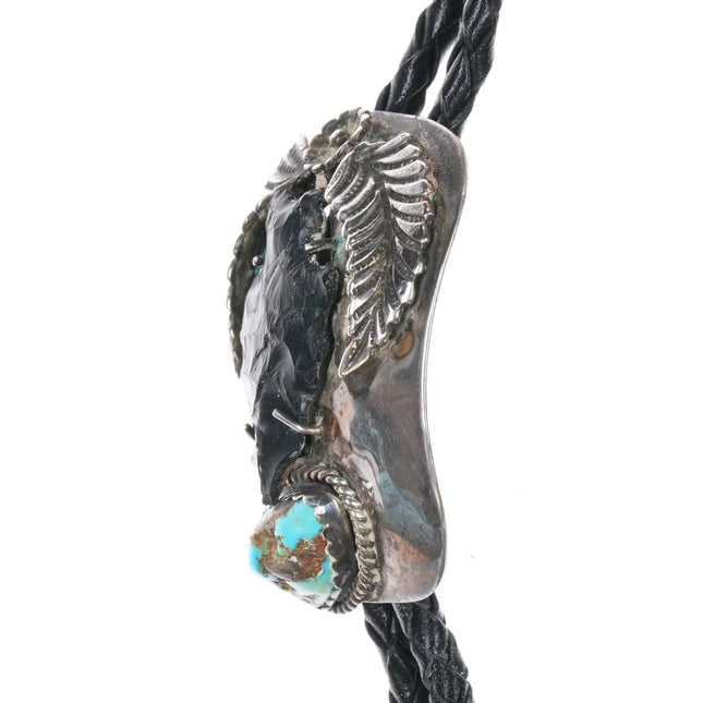 c1980 Navajo sterling silver, turquoise, arrowhead bolo tie - Estate Fresh Austin