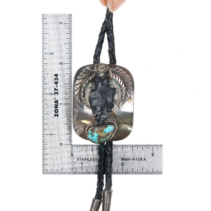 c1980 Navajo sterling silver, turquoise, arrowhead bolo tie - Estate Fresh Austin
