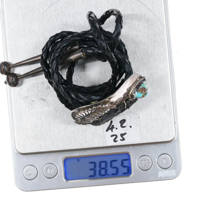 c1980 Navajo sterling silver, turquoise, arrowhead bolo tie - Estate Fresh Austin