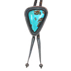 c1960 c-31 Modernist silver bolo tie with turquoise - Estate Fresh Austin
