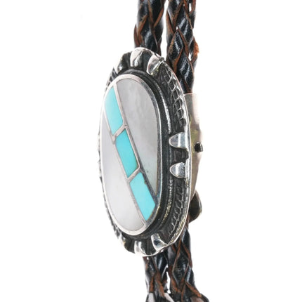 c1960 c-31 Zuni channel inlay silver bolo tie - Estate Fresh Austin