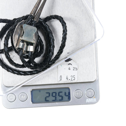 Vintage Azurite Malachite AMB Navajo sterling silver bolo tie - Estate Fresh Austin