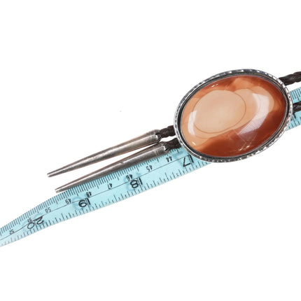 Large 1970's BJS Sterling silver and jasper southwestern bolo tie - Estate Fresh Austin