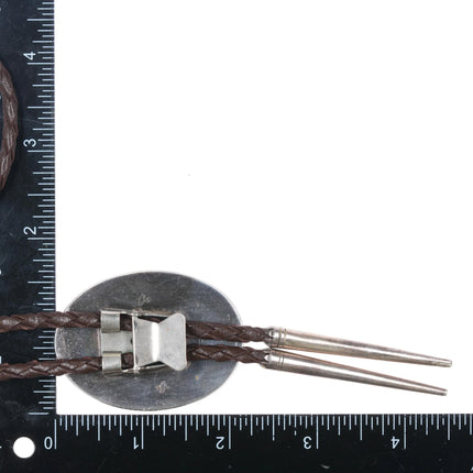 Large 1970's BJS Sterling silver and jasper southwestern bolo tie - Estate Fresh Austin