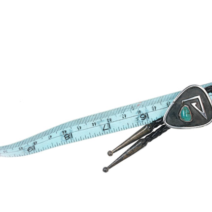 c1950's Small sterling silver and turquoise overlay style Navajo bolo tie - Estate Fresh Austin