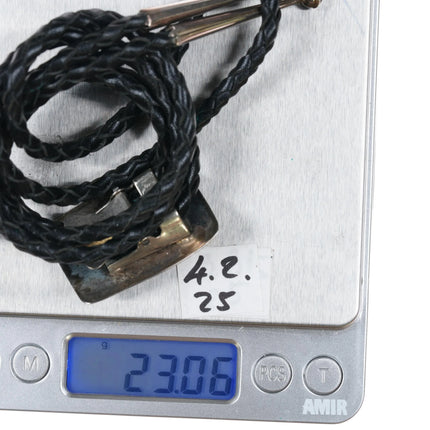 1980's Jeff Largo Navajo sterling, turquoise, and coral bolo tie - Estate Fresh Austin