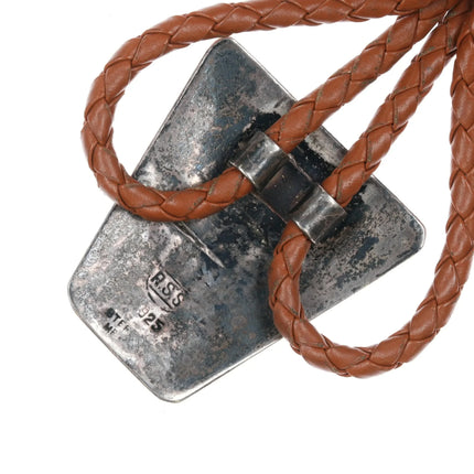 Vintage RSS Mexican sterling chip inlay bolo tie - Estate Fresh Austin