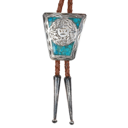 Vintage RSS Mexican sterling chip inlay bolo tie - Estate Fresh Austin