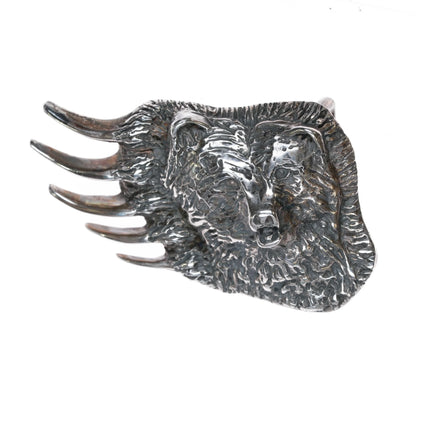 Vintage Jette Sterling silver bear paw themed belt buckle - Estate Fresh Austin
