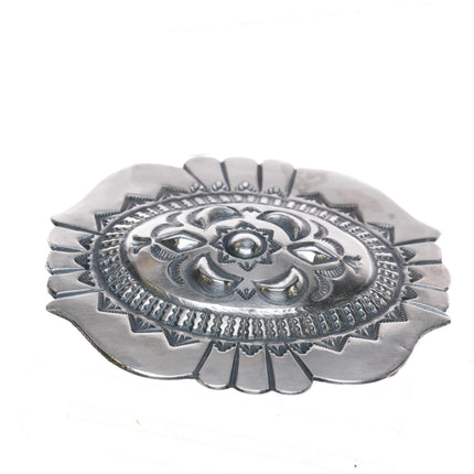 VC Navajo sterling silver heavily stamped repousse belt buckle - Estate Fresh Austin