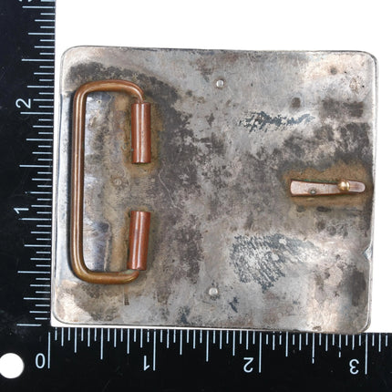 Vintage Zuni Sterling silver sunface inlay belt buckle - Estate Fresh Austin